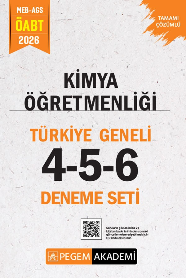 2026 MEB AGS ÖABT Kimya Öğretmenliği Tamamı Çözümlü Türkiye Geneli 4-5-6 (3'lü Deneme Seti) | Pegem Akademi Yayıncılık (Ciltsiz)