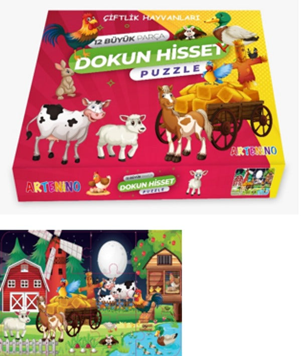 Çiftlik Hayvanları 12 Büyük Parça Dokun Hisset Puzzle | Artenino Yayıncılık