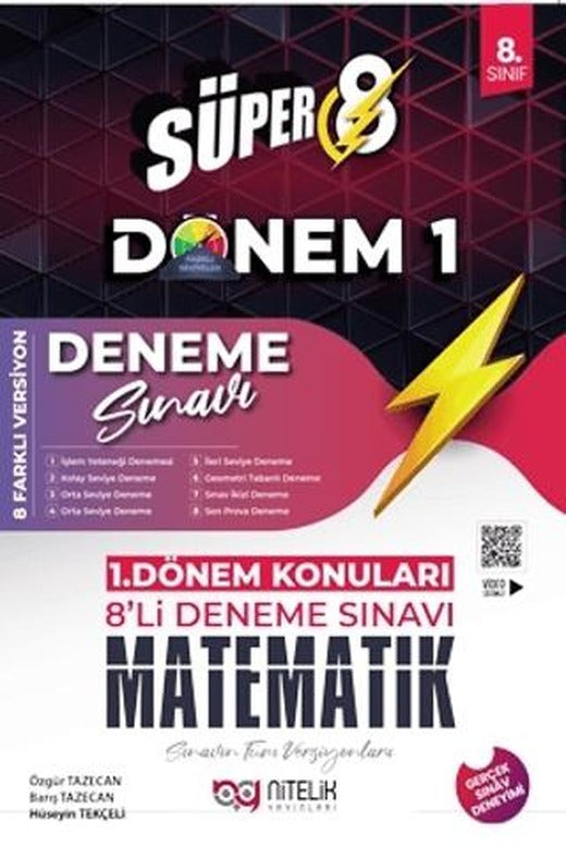Süper 8. Sınıf Matematik 1. Dönem 8'li Deneme Sınavı | Nitelik Yayınları (Ciltsiz)