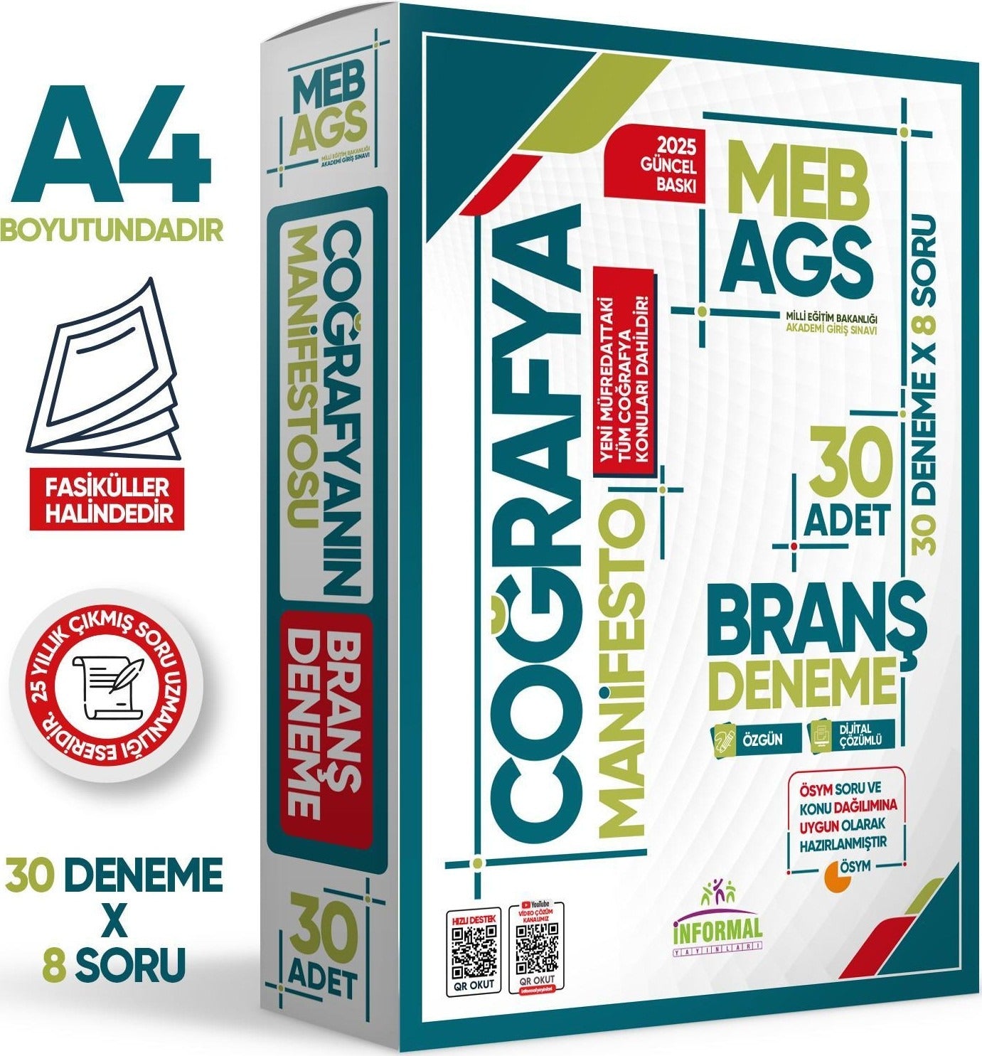 2025 MEB AGS Coğrafya Manifesto Branş Deneme Paketi 30lu Fasikül Seti Özgün Dijital Çözümlü