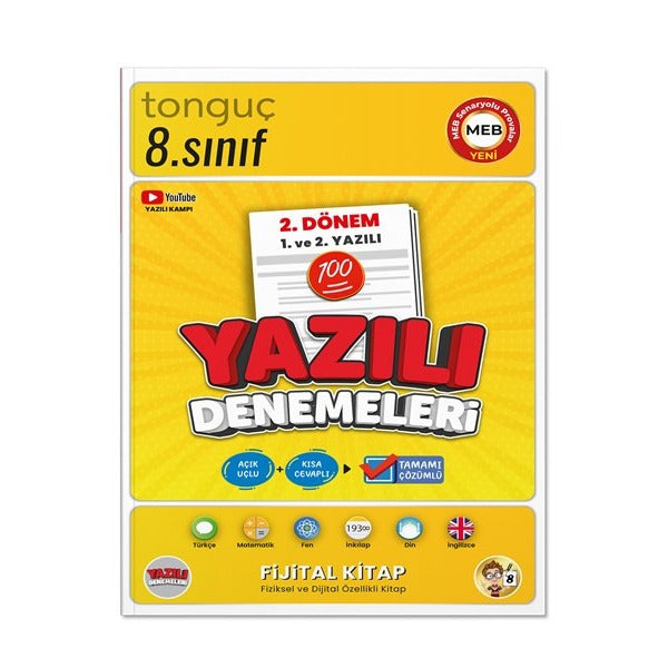 8. Sınıf Yazılı Denemeleri 2. Dönem 1 ve 2. Yazılı | Tonguç Akademi (İnce Kapak)