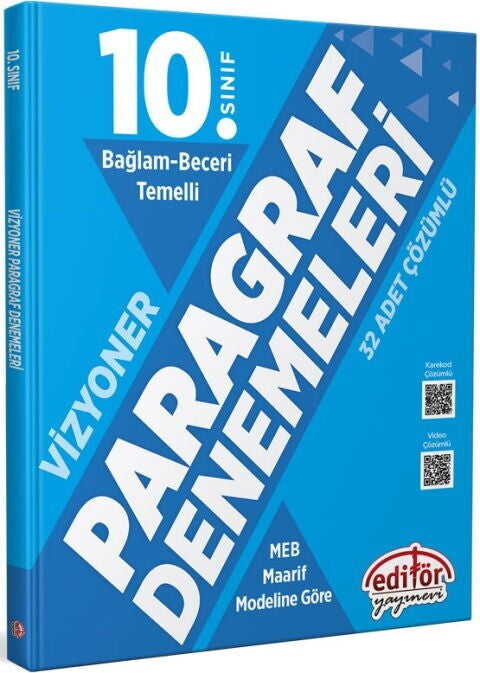 10. Sınıf Paragraf Bağlam Beceri Temelli Denemeleri Editör Yayınları kitap kapağı