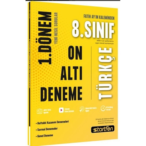 8. Sınıf 1. Dönem 16'Lı Türkçe Denemesi | Startfen Yayınları (İnce Kapak)
