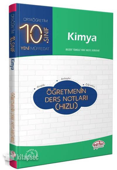 10.Sınıf Kimya Hızlı Öğretmenin Ders Notları - Editör Yayınevi kitap kapağı