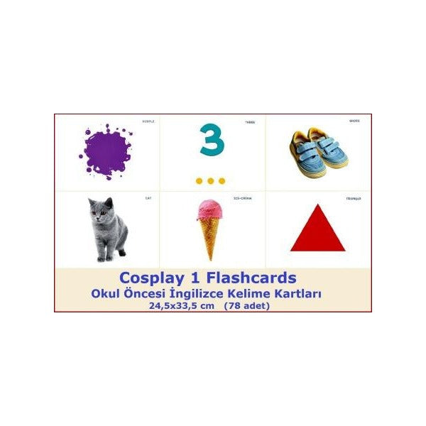 Cosplay 1 Flashcards - Okul Öncesi İngilizce Kelime Kartları (78 adet)