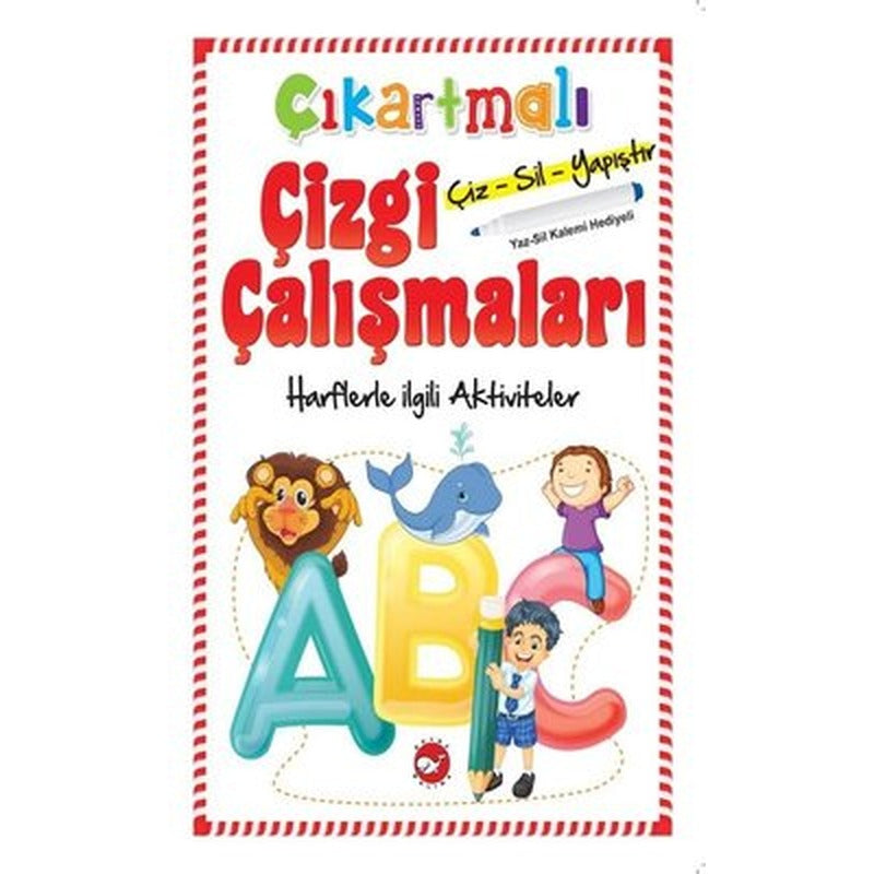 Çıkartmalı Çizgi Çalışmaları-Harflerle ilgili Aktiviteler | Beyaz Balina Yayınları