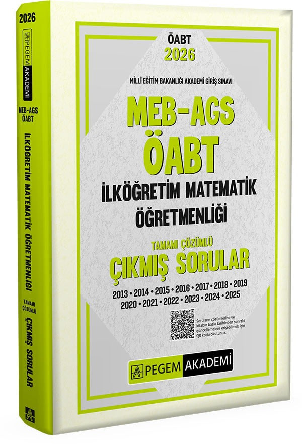 2026 MEB AGS ÖABT İlköğretim Matematik Öğretmenliği Tamamı Çözümlü Çıkmış Sorular | Pegem Akademi Yayıncılık (İnce Kapak)