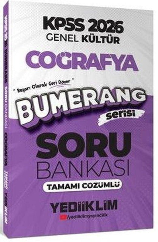 2026 KPSS Genel Kültür Bumerang Coğrafya Tamamı Çözümlü Soru Bankası | Yediiklim Yayınları (İnce Kapak)