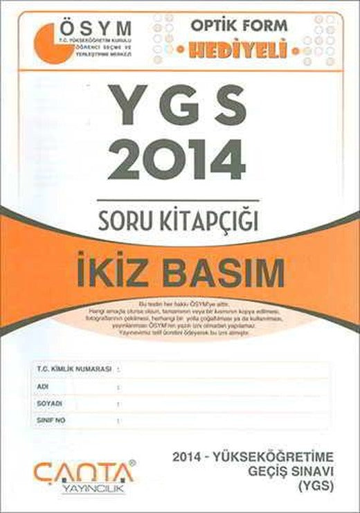 Çanta YGS 2014 İkiz Basım Soru Kitapçığı | Kampanyalı Yayınlar