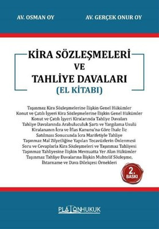 Kira Sözleşmeleri ve Tahliye Davaları - El Kitabı | Platon Hukuk Yayınevi