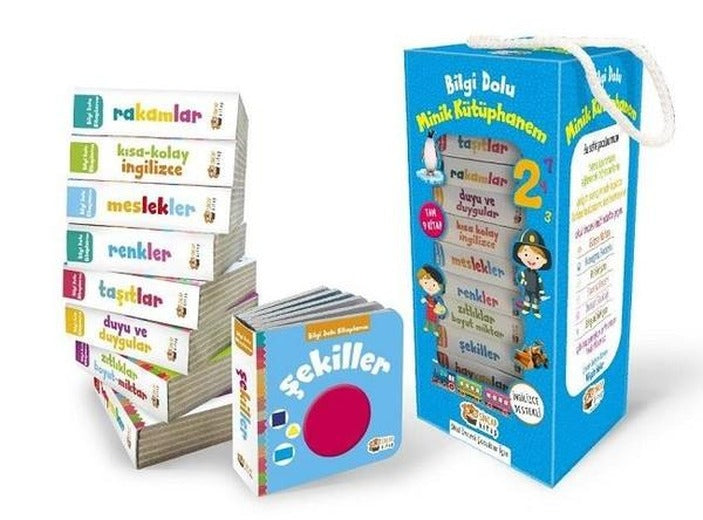 İngilizce Destekli Bilgi Dolu Minik Kütüphanem-9 Kitap Mavi Kutu | Sincap Kitap (İnce Kapak)