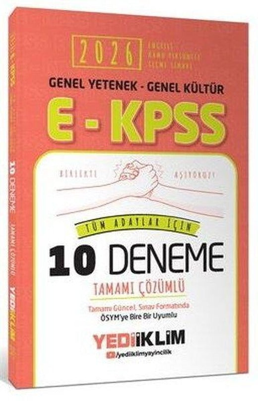 2026 E - KPSS Genel Yetenek Genel Kültür Tüm Adaylar İçin Tamamı Çözümlü 10 Deneme | Yediiklim Yayınları (İnce Kapak)