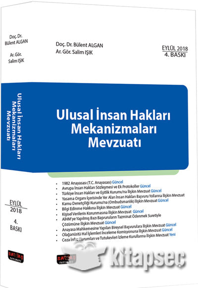 Ulusal İnsan Hakları Mekanizmaları Mevzuatı - Bülent Algan kitap kapağı
