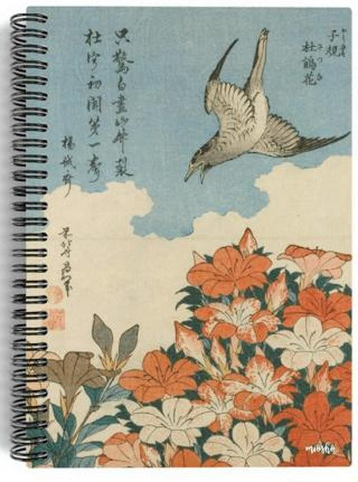 Katsushika Hokusai - Cuckoo and Azaleas, 1834 / Spiralli Defter 06 - Çizgisiz - 100 Sayfa | Miosho