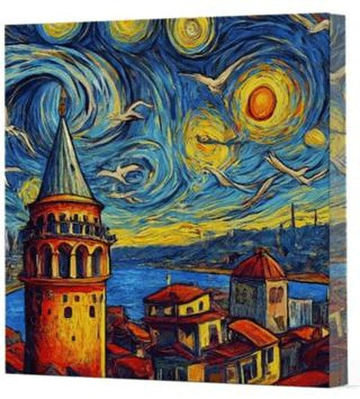 Van Gogh 5 Galata - Çizgisiz Yan Boyamalı Defter | Vivago Art