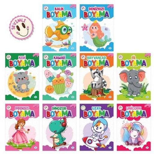 Sevimli Boyama Seti - 10 Kitap Takım | Dokuz Yayınları