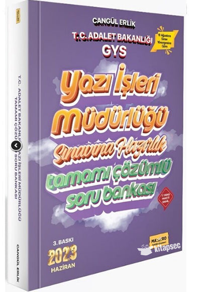 Adalet Bakanlığı Gys Yazı İşleri Müdürlüğü Sınavına Hazırlık Tamamı Çözümlü Soru Bankası - cangül erlik kitap kapağı