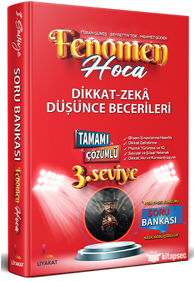3.Seviye Dikkat Zeka ve Düşünce Becerileri -Bilsem Hazırlık Tamamı Çözümlü Soru Bankası - Mehmet Güden kitap kapağı