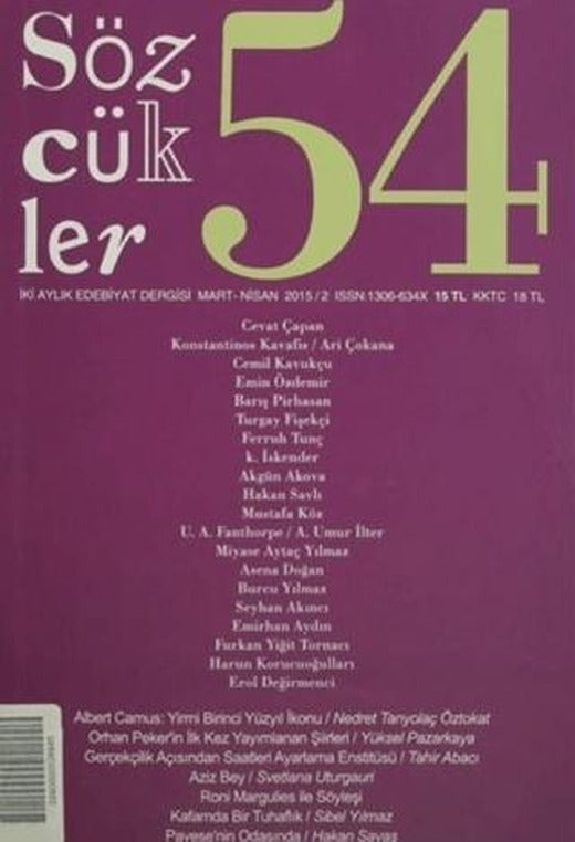 Sözcükler Dergisi Sayı: 54 Mart - Nisan 2015 | Sözcükler Yayınları (Ciltsiz)