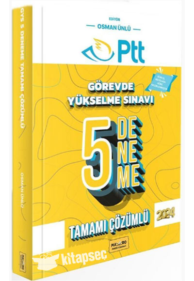 2024 PTT GYS Hazırlık Tamamı Çözümlü 5 Deneme - Makro Komisyon kitap kapağı