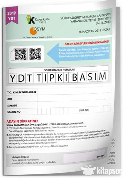 2019 YKS YDT İngilizce ÖSYM Tıpkı Basım Çıkmış Soru Deneme Kitapçığı (Video Çözümlü Türkiye Geneli) - Komisyon kitap kapağı