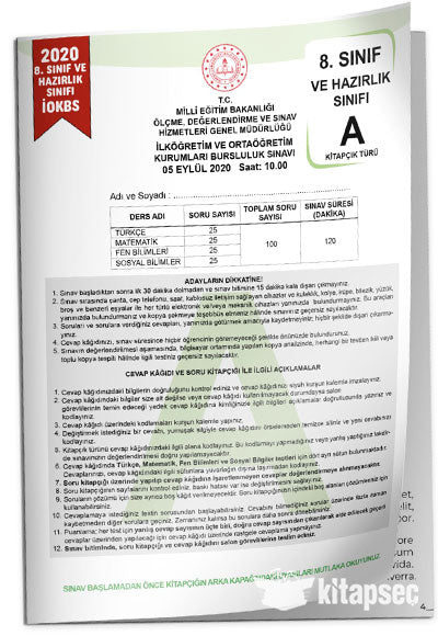 2020 8.Sınıf İOKBS BURSLULUK MEB Tıpkı Basım Çıkmış Soru Kitapçığı Video/PDF Çözümlü Türkiye Geneli - İnformal Komisyon kitap kapağı