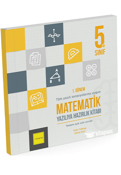 Kare Yayınları 5. Sınıf 1. Dönem Matematik Yazılıya Hazırlık Kitabı - Derya Kurt kitap kapağı