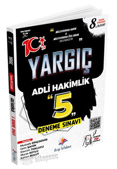 Yargıç Adli Hakimlik Tamamı Yenilenmiş PDF Çözümlü 5 Deneme - Komisyon kitap kapağı