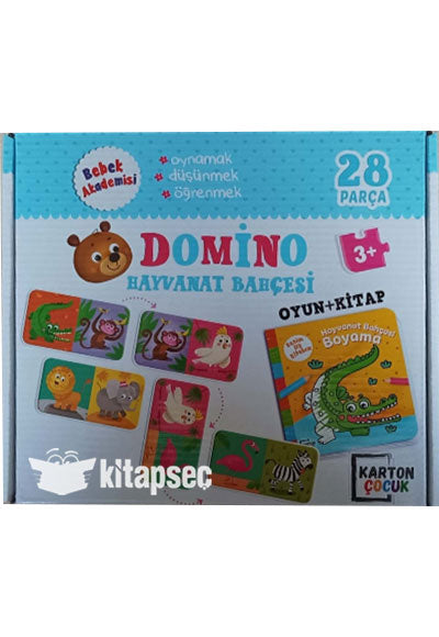 Bebek Akademisi Domino Hayvanat Bahçesi Oyun+Kitap 28 Parça 3+Yaş Karton Çocuk kitap kapağı