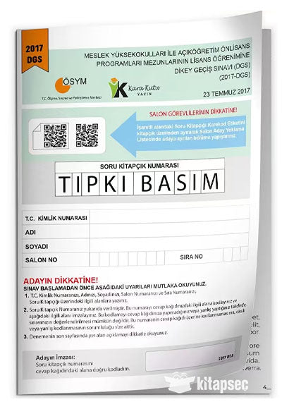 2017 DGS Sayısal-Sözel ÖSYM Tıpkı Basım Çıkmış Soru Deneme Kitapçığı (Video Çözümlü Türkiye Geneli) - İnformal Komisyon kitap kapağı