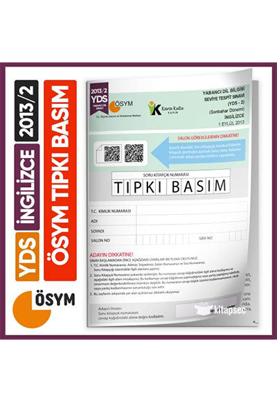 YDS 2013/2 ÖSYM Tıpkı Basım Çıkmış Soru Türkiye Geneli Deneme Kitapçığı - Komisyon kitap kapağı