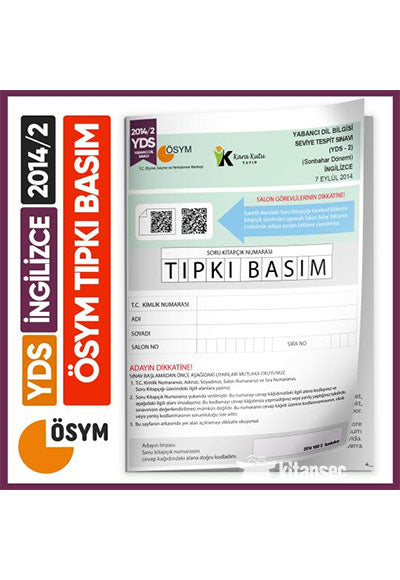 YDS 2014/2 ÖSYM Tıpkı Basım Çıkmış Soru Türkiye Geneli Deneme Kitapçığı - Komisyon kitap kapağı