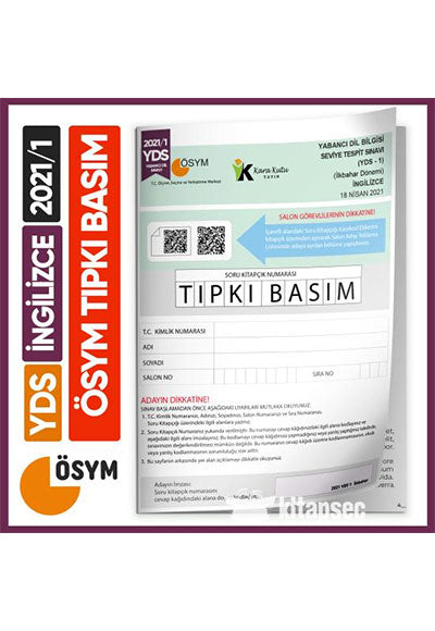 YDS 2021/1 ÖSYM Tıpkı Basım Çıkmış Soru Türkiye Geneli Deneme Kitapçığı - Komisyon kitap kapağı