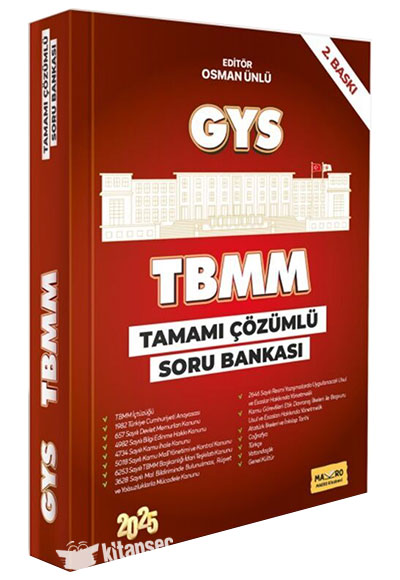 2025 TBMM GYS Tamamı Çözümlü Soru Bankası 2. Baskı - Osman Ünlü kitap kapağı