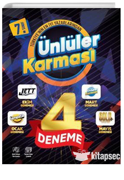 7.Sınıf 4 lü Karma Deneme - Ünlüler Karması Komisyon kitap kapağı