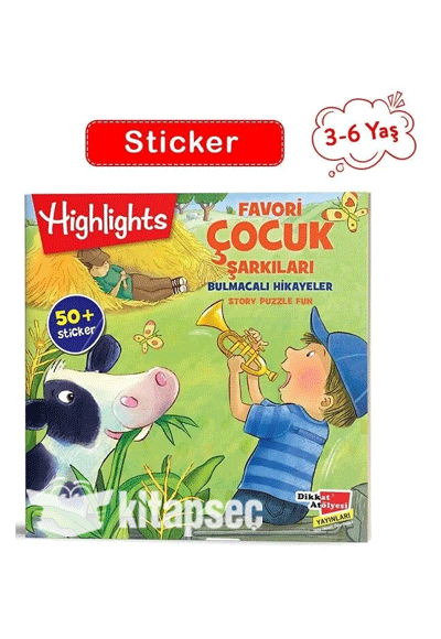 3-6 Yaş Favori Çocuk Şarkıları - Sticker Bulmacalı Hikayeler - Dikkat Atölyesi Komisyonu kitap kapağı