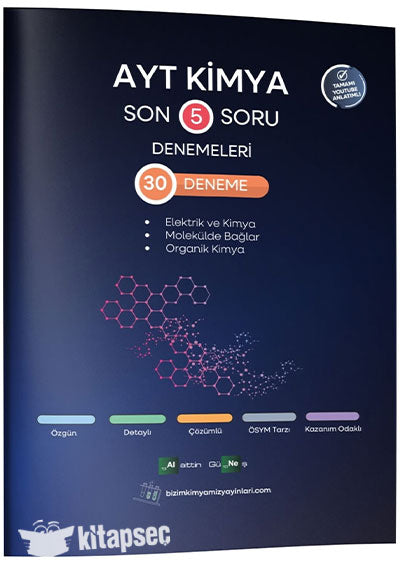 AYT Kimya Son 5 Soru Denemeleri 30 Deneme - Alaittin Güneş kitap kapağı