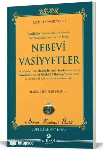 Nebevi Vasiyetler Ahıska Yayınevi - Ahmet Mahmut Ünlü kitap kapağı