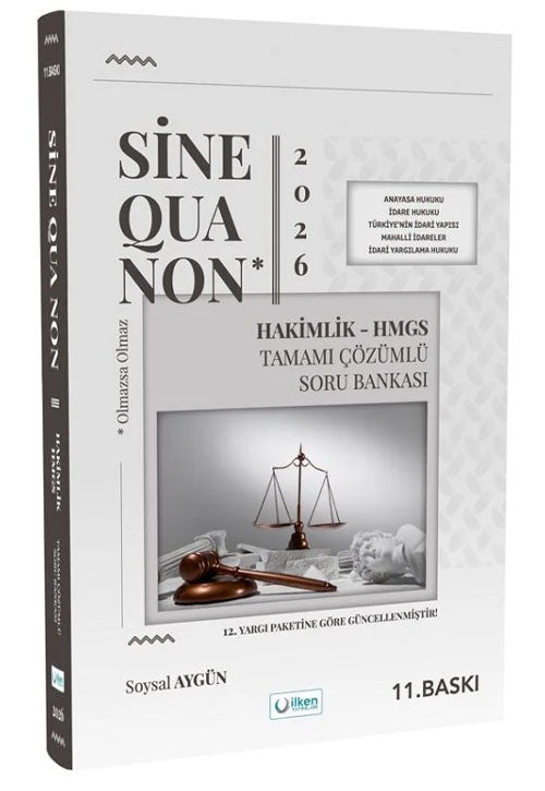 2026 SİNE QUA NON HMGS Hakimlik Soru Bankası Çözümlü 11. Baskı - Soysal Aygün kitap kapağı