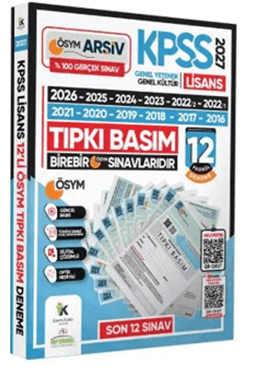 2027 KPSS Lisans ÖSYM Çıkmış Soru Tıpkı Basım 12`li Deneme Paketi Video Çözümlü Türkiye Geneli Karakutu Yayın - Komisyon kitap kapağı