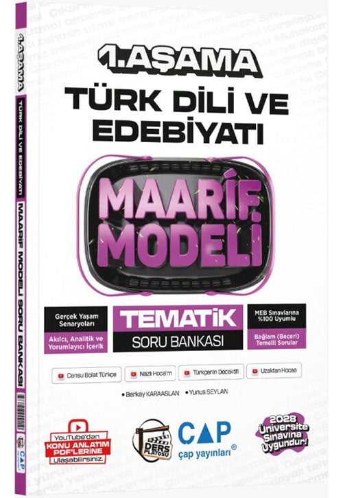 Üniversiteye Hazırlık Türk Dili ve Edebiyatı Ders Platosu Maarif Modeli Tematik Soru Bankası 1. Aşama - Berkay Karaaslan kitap kapağı