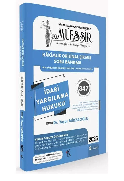 2026 MÜESSİR Hakimlik İdari Yargılama Hukuku Orijinal Çıkmış Soru Bankası Çözümlü 8. Baskı - - Yaşar Mirzaoğlu kitap kapağı