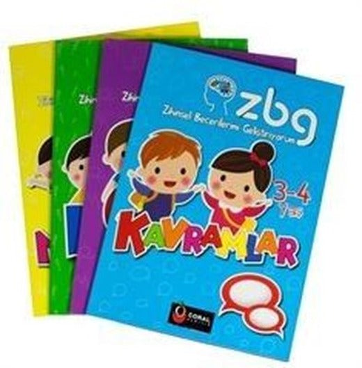 Limon Kids ZBG - Zihinsel Becerilerimi Geliştiriyorum Seti 3 - 4 Yaş - 4 Kitap Takım | Coral Dağıtım
