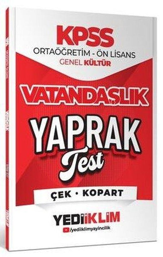 2026 KPSS Ortaöğretim - Önlisans Vatandaşlık Çek Kopart Yaprak Test | Yediiklim Yayınları (İnce Kapak)