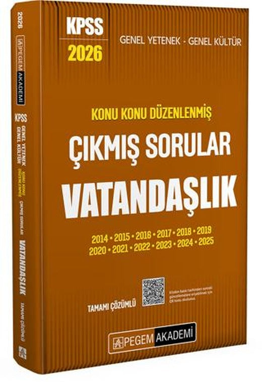2026 KPSS Genel Yetenek Genel Kültür Konu Konu Düzenlenmiş Tamamı Çözümlü Çıkmış Sorular Vatandaşlık | Pegem Akademi Yayıncılık (Ciltsiz)