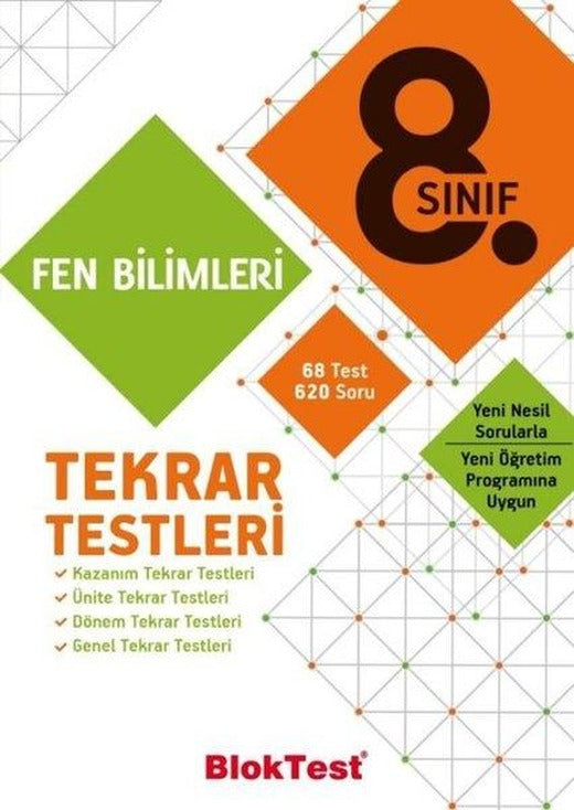 8.Sınıf Fen Bilimleri Tekrar Testleri | Bloktest Yayınları (İnce Kapak)