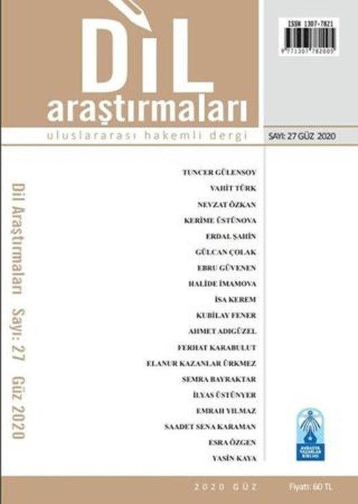 Dil Araştırmaları Uluslararası Hakemli Dergi Sayı: 27 Güz 2020 | Bengü Yayınları (Ciltsiz)