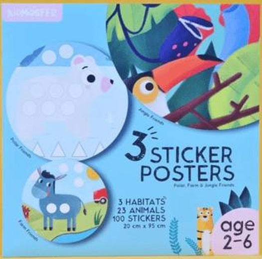 3'lü Habitat Sticker Poster - Orman, Kutup ve Çiftlik Arkadaşları | Kidmosfer