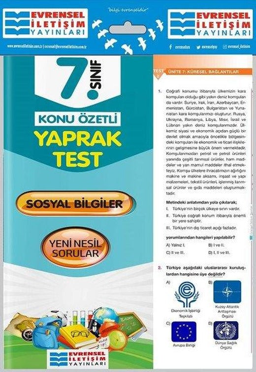 7.Sınıf Sosyal Bilgiler Konu Özetli Yaprak Test | Evrensel İletişim Yayınları (İnce Kapak)