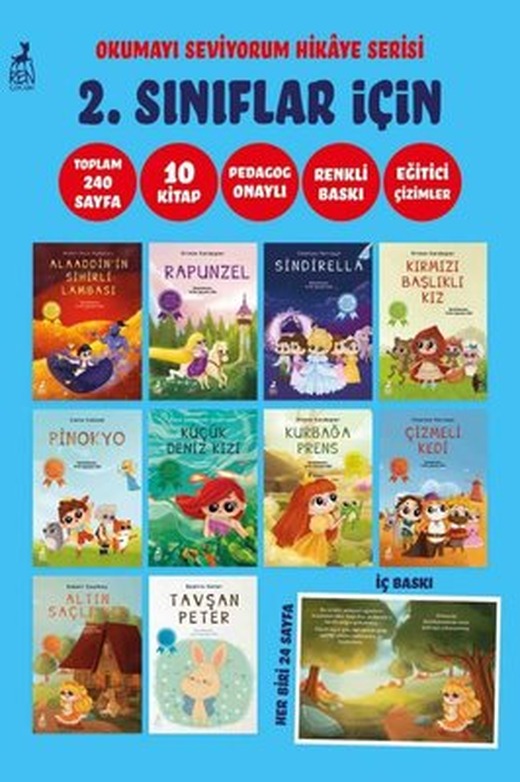 2. Sınıflar İçin Okumayı Seviyorum Hikaye Serisi Seti - 10 Kitap Takım | Ren Kitap (İnce Kapak)